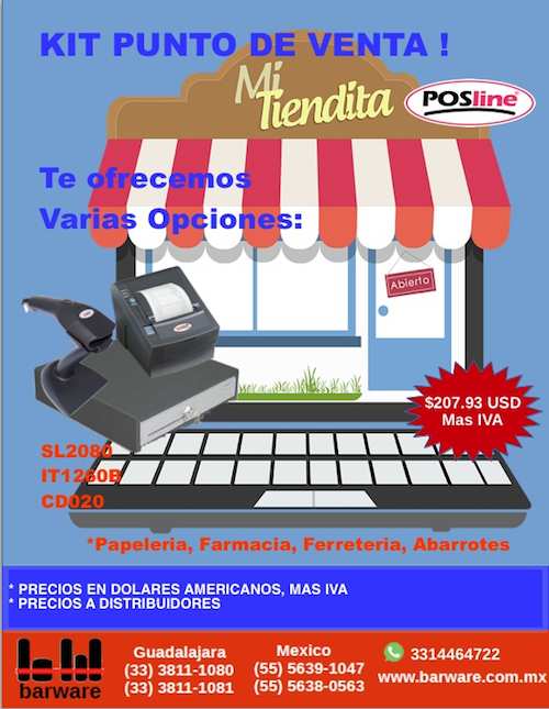 Kit Punto de Venta, mi tiendita, posline, barware, CD020, SL2080, IT1260